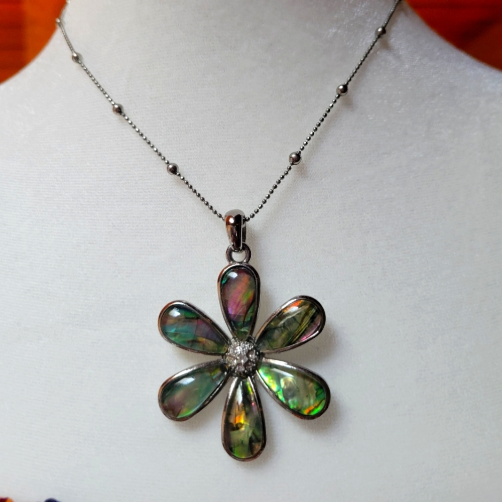 Lia Sophia Abalone Flower Necklace